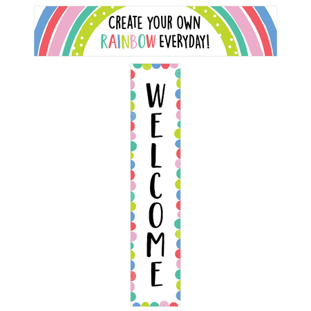 CREATIVE TEACHING PRESS Rainbow Doodles Welcome Banner, Double-Sided 10439
